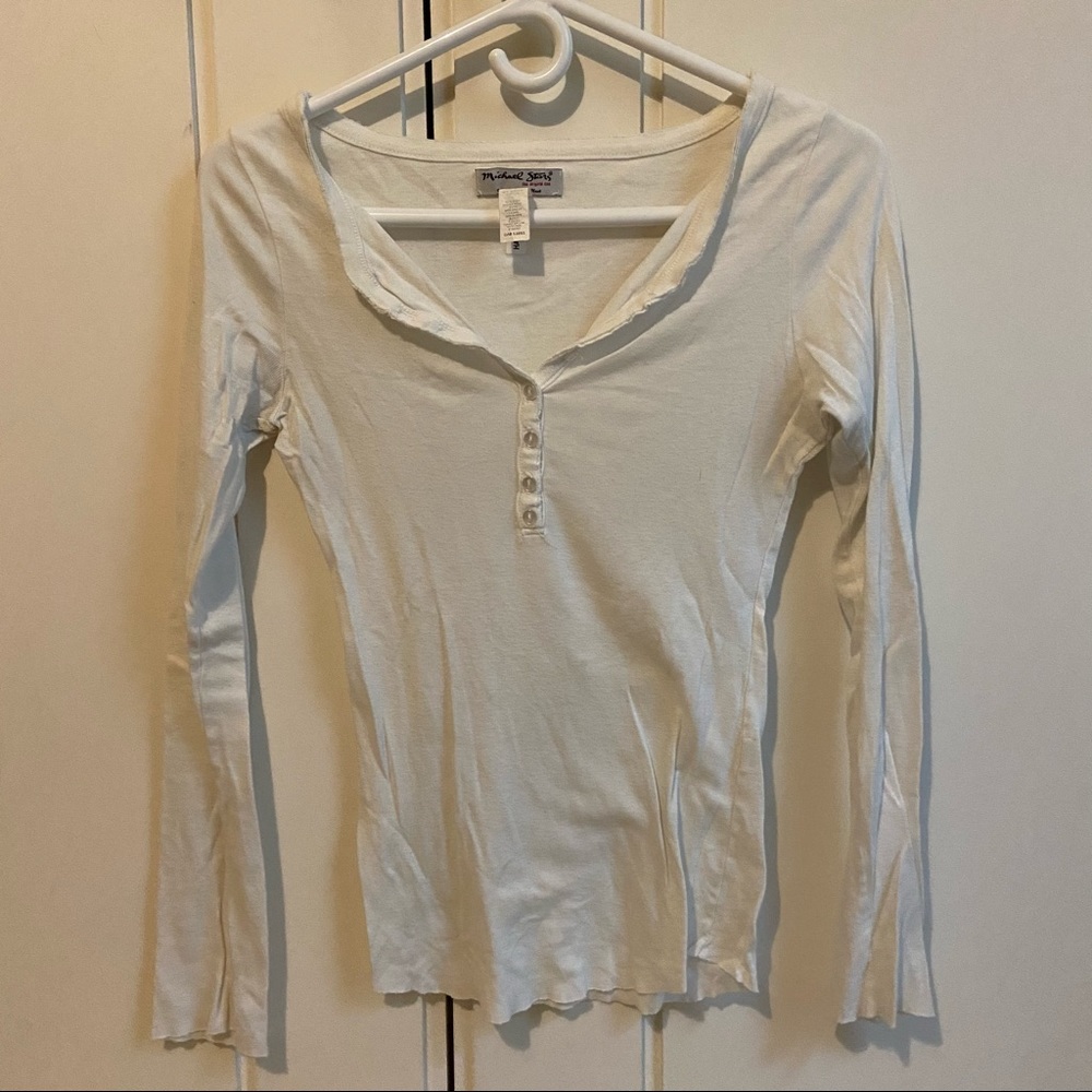 Michael stars white long sleeve